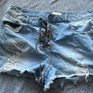 Womens distressed shorts